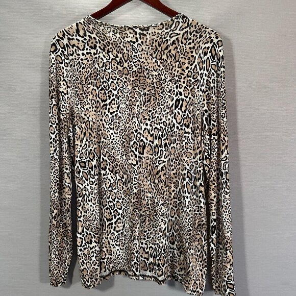 Chicos Top Womens Large The Ultimate Tee Animal Print Stretch Knit Long Sleeve - Picture 4 of 6